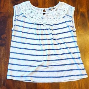 Skies are blue lace detail cap sleeve top